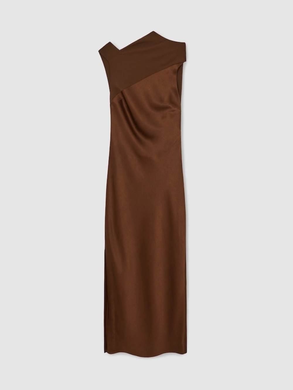 Reiss Chocolate Brown One-Shoulder Cocktail Dress